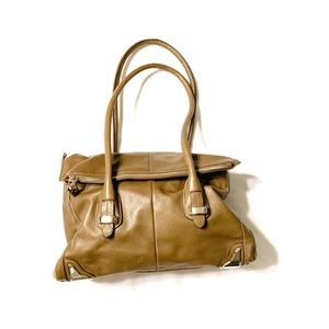 B. Makowsky Taupe Soft Leather Shoulder Handbag-OS